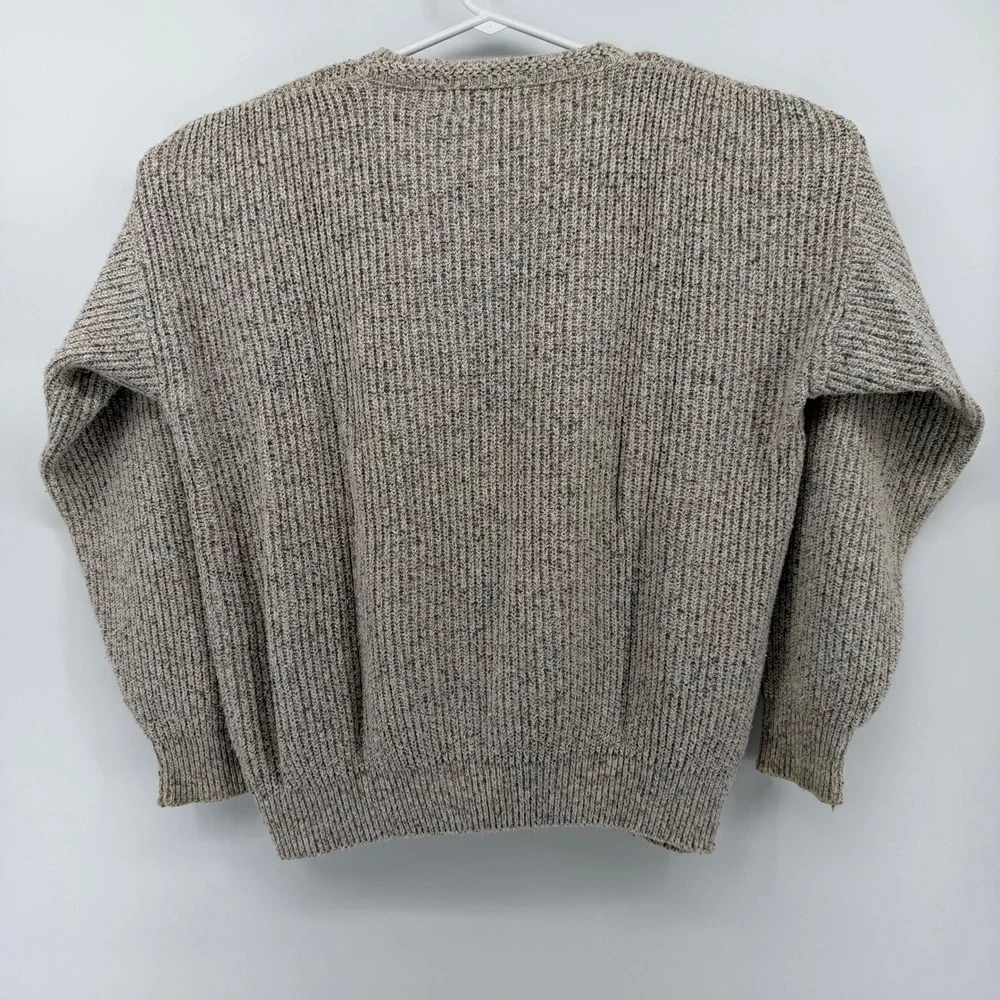 Vintage‎ Penn's Landing Crewneck Sweater Mens M Oatmeal Speckled Ribbed Knit USA